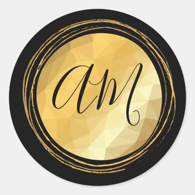 Pegatina Redonda Cartas monográficas de personalizado de marco metá (Anverso)