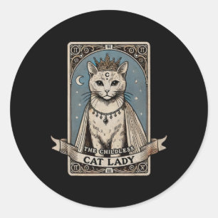 Pegatina Redonda Cartas Tarot Shirt Gato sin Niños Dama Camisa Vota