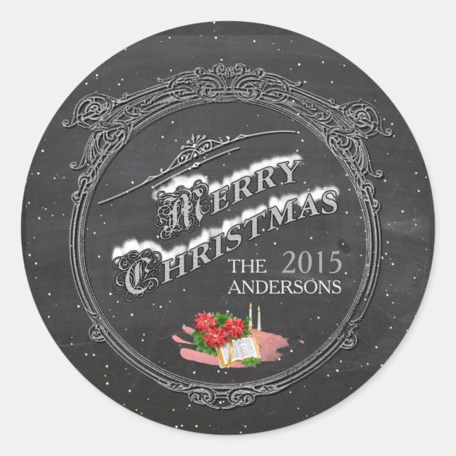 Pegatina Redonda Cartel de ensueño navideño (Anverso)