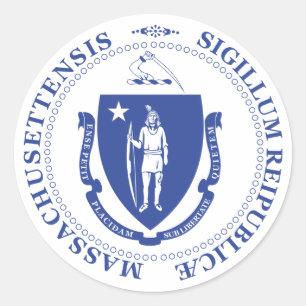 Pegatina Redonda Cartel de Massachusetts