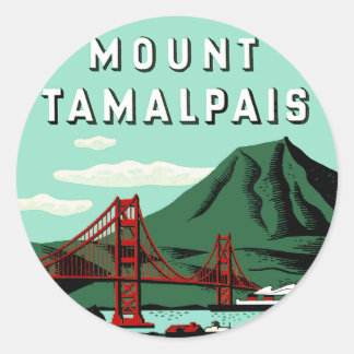 Pegatina Redonda Cartel de viaje del Monte Tamalpais