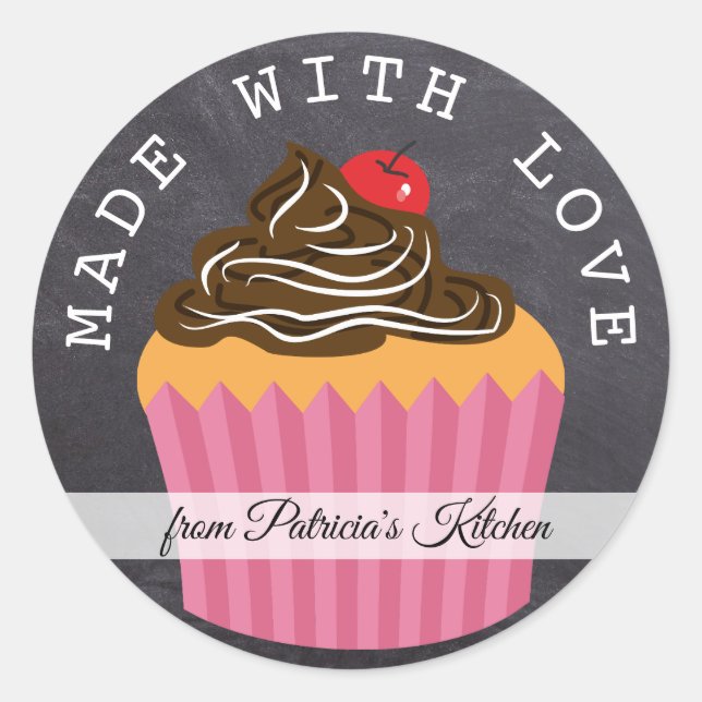 Pegatina Redonda Cartel hecho con amor desde la cocina de (Anverso)