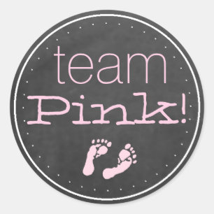 Pegatina Redonda Cartel rosa del equipo - Revelación de género de B