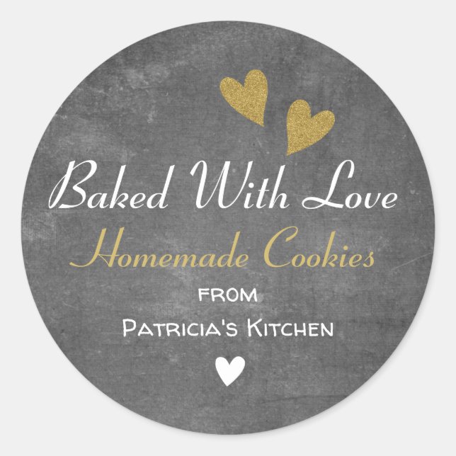 Pegatina Redonda Cartel Rústico Horneado Con Las Galletas Caseras D (Anverso)