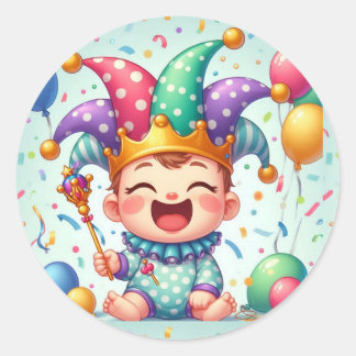 Pegatina Redonda cartel y etiquetas de bebé bromista
