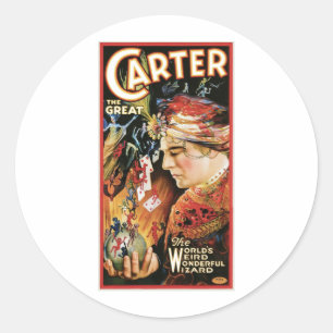 Pegatina Redonda Carter The Great ~ Wizard Vintage Magic Act