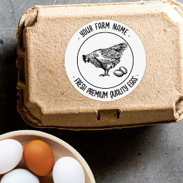 Pegatina Redonda Cartón de Huevos de Granja Vintage Moderno Antiguo