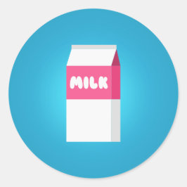 Pegatina Redonda Cartón de la leche
