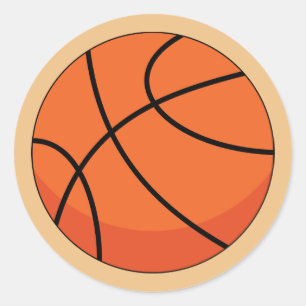 Pegatina Redonda Cartoon Basketball Ball