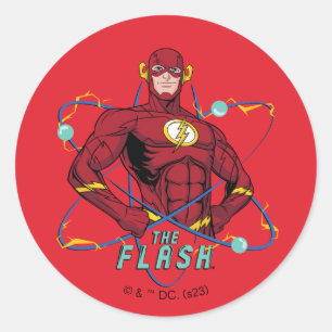 Pegatina Redonda Cartoon Flash Atomic Graphic