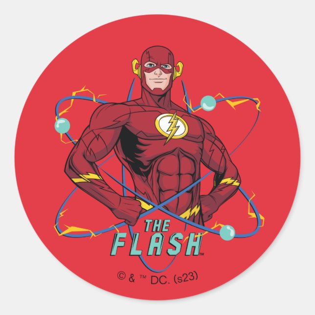 Pegatina Redonda Cartoon Flash Atomic Graphic (Anverso)