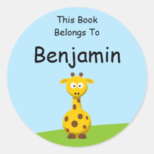 Pegatina Redonda Cartoon Giraffe