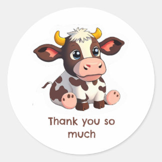Pegatina Redonda Cartoon Lola cow sticker for thanks.