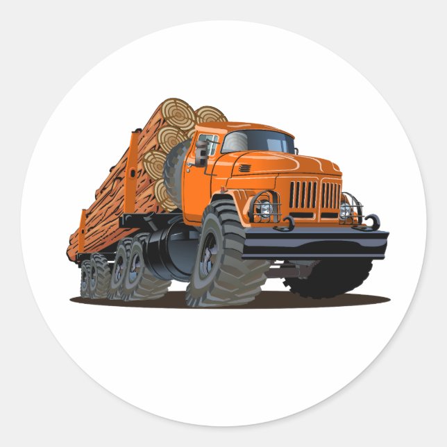 Pegatina Redonda Cartoon truck (Anverso)