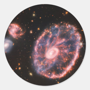 Pegatina Redonda CartWheel Galaxy JWST James Webb Space Telescope