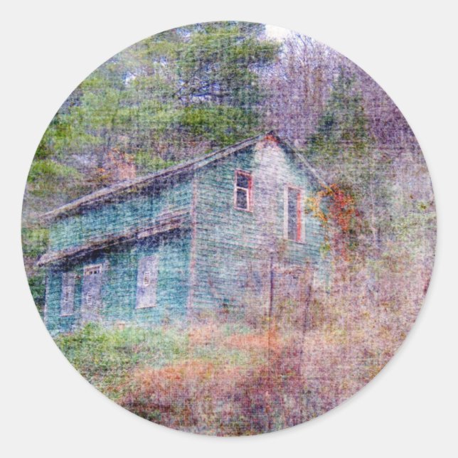 Pegatina Redonda Casa abandonada (Anverso)