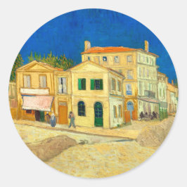 Pegatina Redonda Casa amarilla (1888) Arte paisajístico Van Gogh
