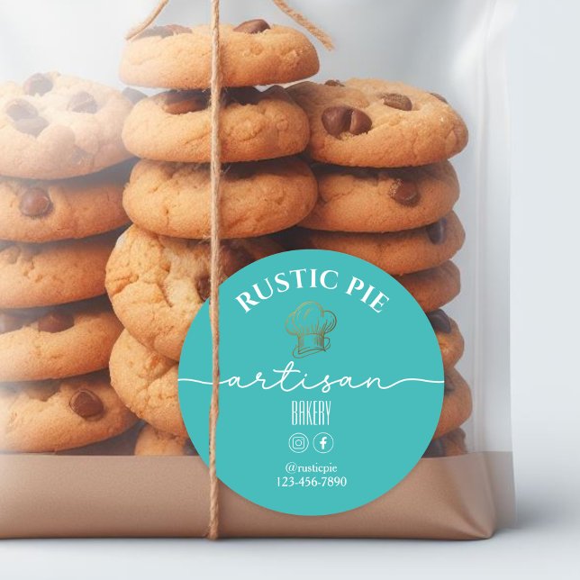 Pegatina Redonda Casa artesanal Dorada Chef Gorra Mar Verde (Subido por el creador)