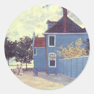 Pegatina Redonda Casa azul en Zaandam por Claude Monet