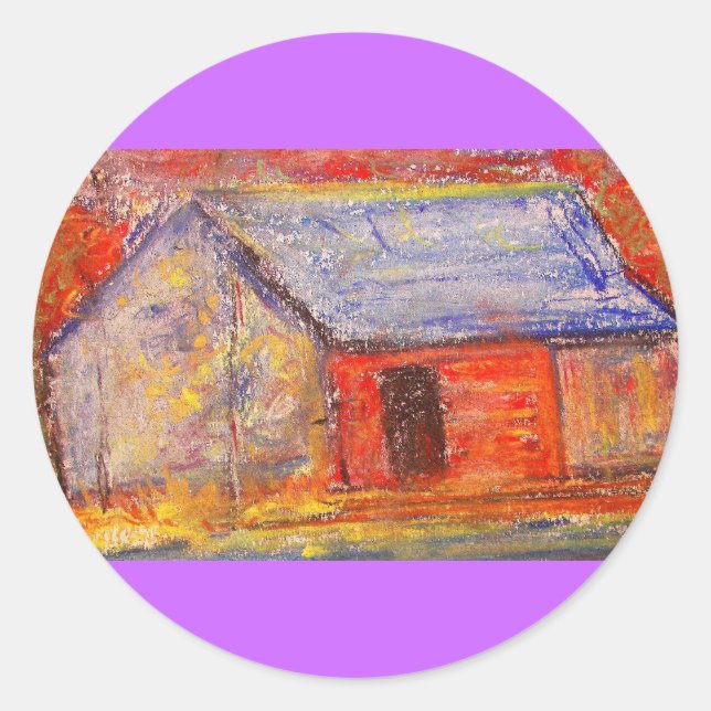 Pegatina Redonda casa de campo (Anverso)