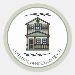 Pegatina Redonda Casa de casa nueva personalizada