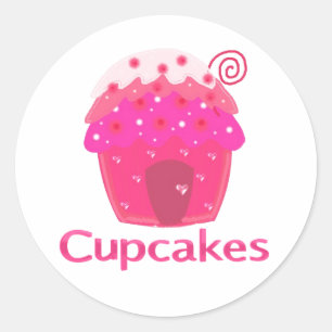 Pegatina Redonda Casa de Cupcake Dulce