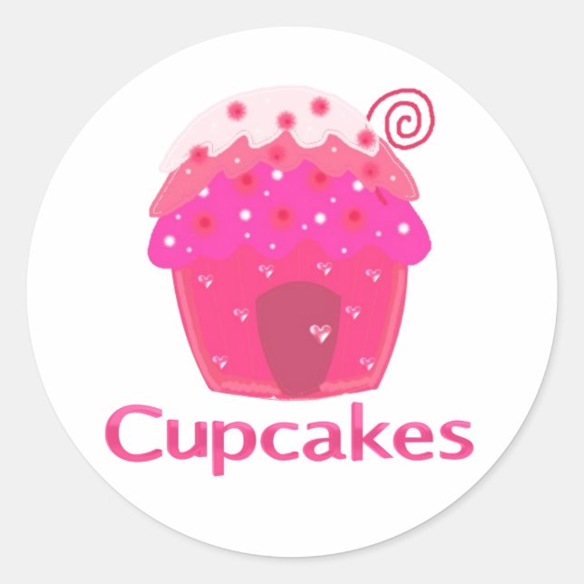 Pegatina Redonda Casa de Cupcake Dulce (Anverso)