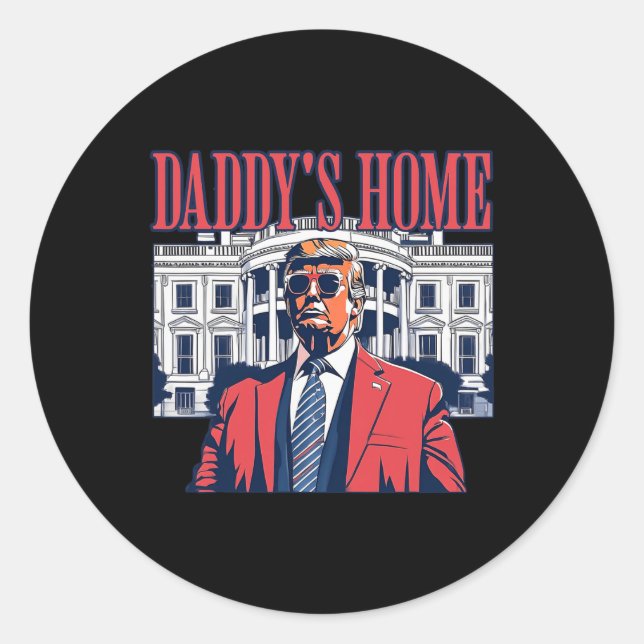 Pegatina Redonda Casa de Daddys Casa Blanca Trump 2024 (Anverso)