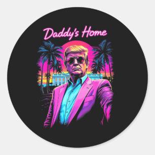 Pegatina Redonda Casa de Daddys divertida Casa Blanca Retr Trump Pi