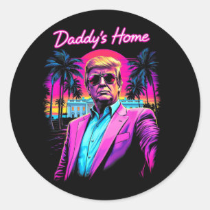 Pegatina Redonda Casa de Daddys divertida Casa Blanca Retr Trump Pi