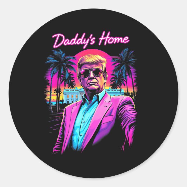 Pegatina Redonda Casa de Daddys divertida Casa Blanca Trump Pink 20 (Anverso)