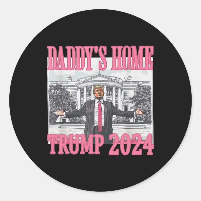 Pegatina Redonda Casa de Daddys Rosado Trump 2024 (Anverso)