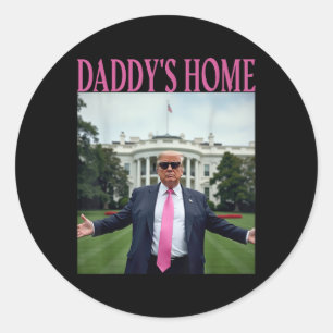 Pegatina Redonda Casa de Daddys Trump Estados Unidos hizo mercaderí