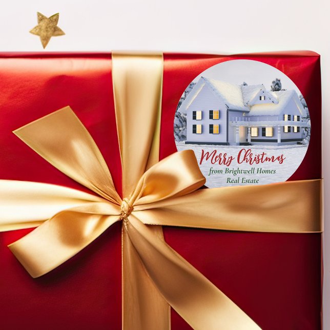 Pegatina Redonda Casa de invierno de Navidades personalizados de la (Subido por el creador)