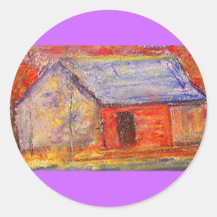 Pegatina Redonda casa de la granja
