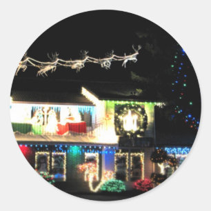 Pegatina Redonda Casa de navidades
