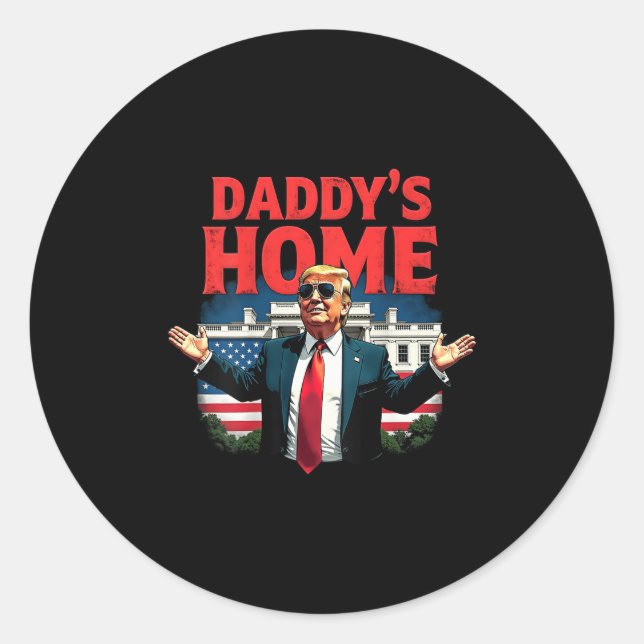 Pegatina Redonda Casa de papá de Trump 2024 (atrás) 2025 Take Ameri (Anverso)