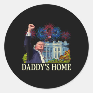 Pegatina Redonda Casa de Trump Daddys Casa Blanca 2024 Bienvenida D