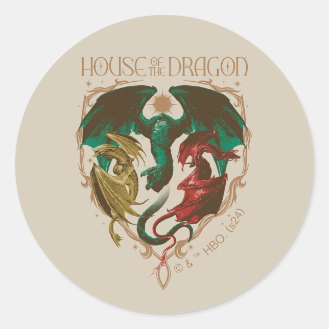 Pegatina Redonda Casa del Dragón | Dragon Shield (Anverso)