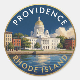 Pegatina Redonda Casa del Estado de Rhode Island Providence 🌴