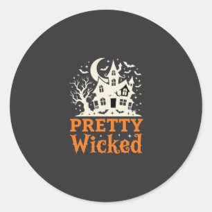 Pegatina Redonda Casa Embrujada de Halloween Pretty Wicked_1
