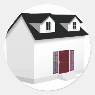 Pegatina Redonda Casa (pequeño hogar)