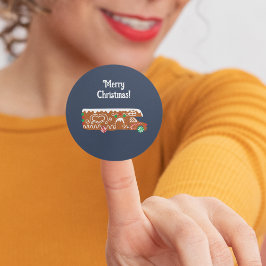 Pegatina Redonda Casa rodante de pan de jengibre clase C Navidad