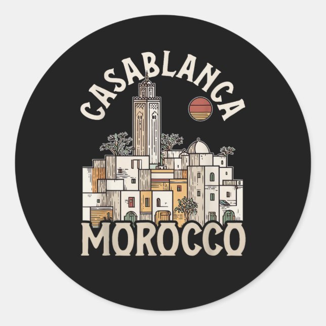 Pegatina Redonda casablanca marruecos  (Anverso)