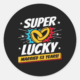 Pegatina Redonda Casado 53 Años 53 Aniversario Boda