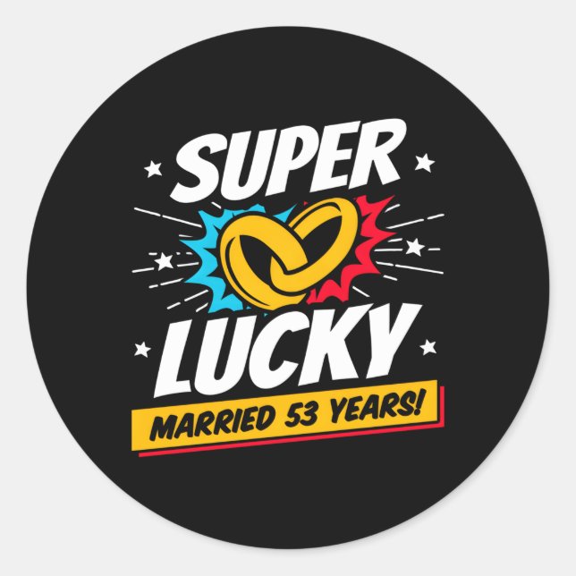Pegatina Redonda Casado 53 Años 53 Aniversario Boda (Anverso)
