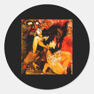 Pegatina Redonda Casado Por Satan Halloween Monster Horror Movie