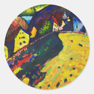 Pegatina Redonda Casas Wassily Kandinsky en Murnau. Expressionismo