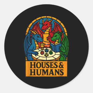 Pegatina Redonda Casas Y Humanos Divertido Rpg Jugadores Friki Homb