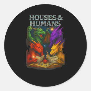 Pegatina Redonda Casas Y Humanos Novela Divertida Novedad Jugadores